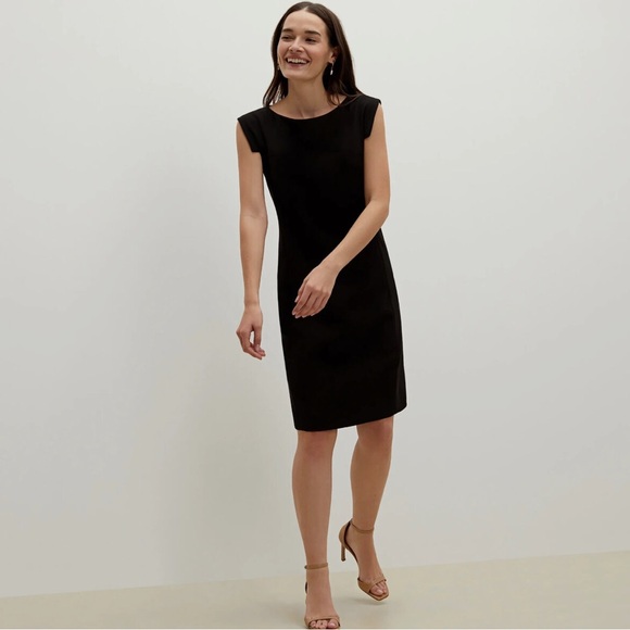 M.M. Lafleur Sarah Crepe Black Cap Sleeve Dress - Picture 1 of 7